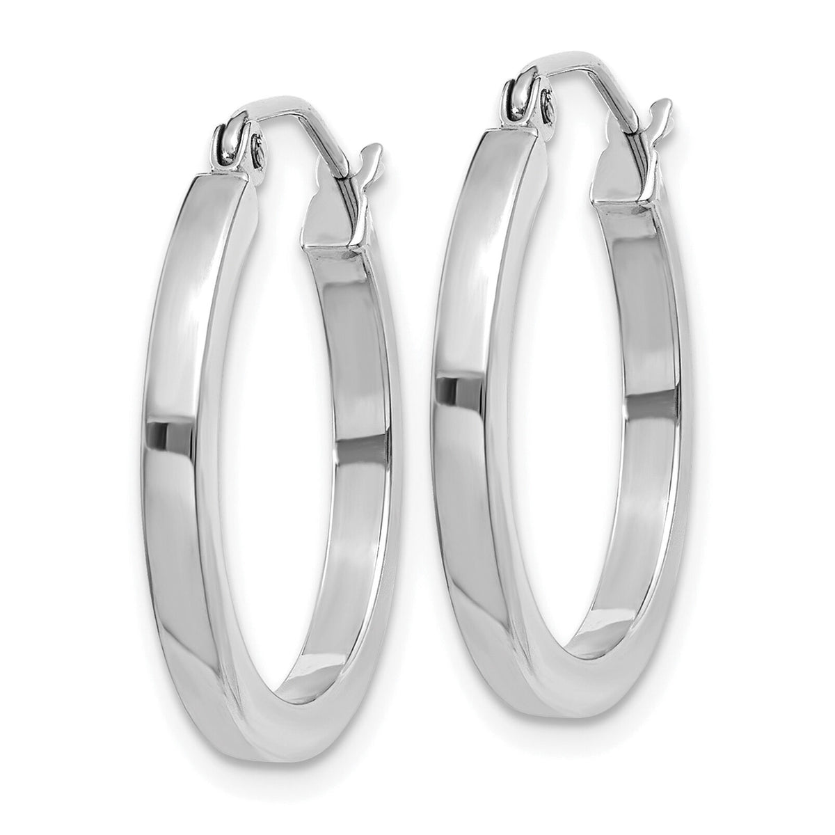 14k White Gold 2mm Square Tube Hoops-T1083