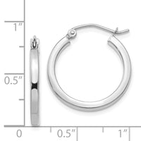 14k White Gold 2mm Square Tube Hoops-T1083