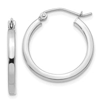14k White Gold 2mm Square Tube Hoops-T1083