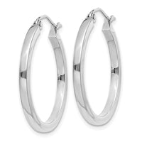 14k White Gold 2mm Square Tube Hoops-T1084