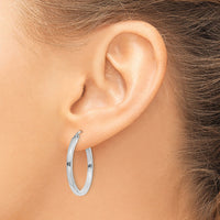 14k White Gold 2mm Square Tube Hoops-T1084