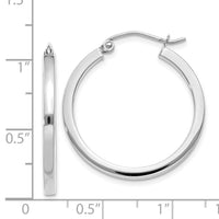 14k White Gold 2mm Square Tube Hoops-T1084