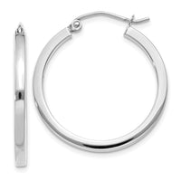 14k White Gold 2mm Square Tube Hoops-T1084
