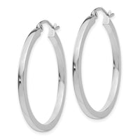 14k White Gold 2mm Square Tube Hoops-T1085