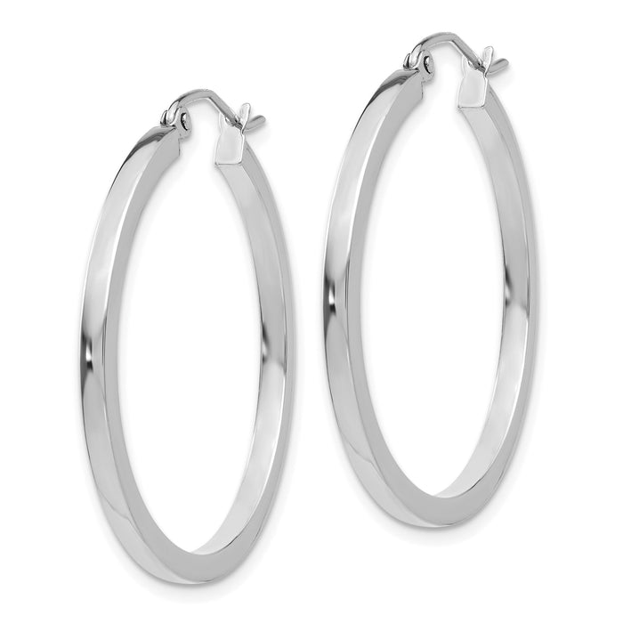 14k White Gold 2mm Square Tube Hoops-T1085