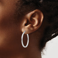 14k White Gold 2mm Square Tube Hoops-T1085