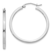 14k White Gold 2mm Square Tube Hoops-T1085