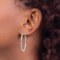 14k White Gold 2mm Square Tube Hoops-T1086