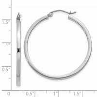 14k White Gold 2mm Square Tube Hoops-T1086