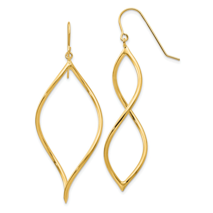 14k Twisted Drop Earrings-T1103
