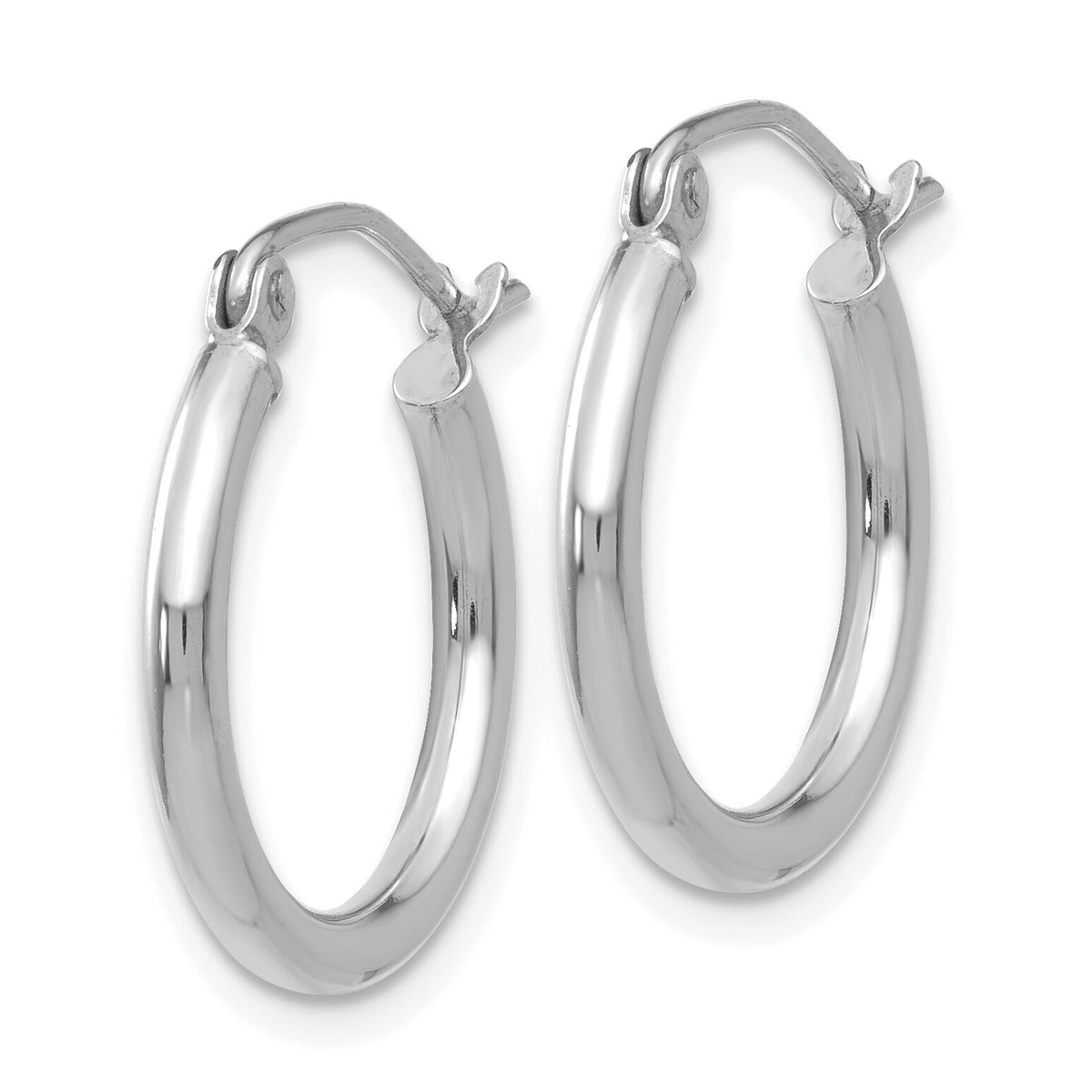 14k White Gold Polished 2x17.5mm Tube Hoop Earrings-T1123