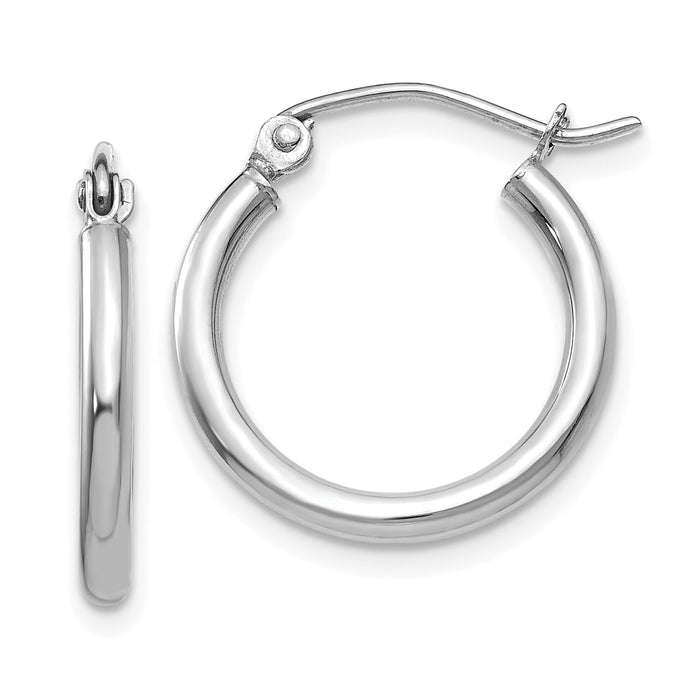 14k White Gold Polished 2x17.5mm Tube Hoop Earrings-T1123