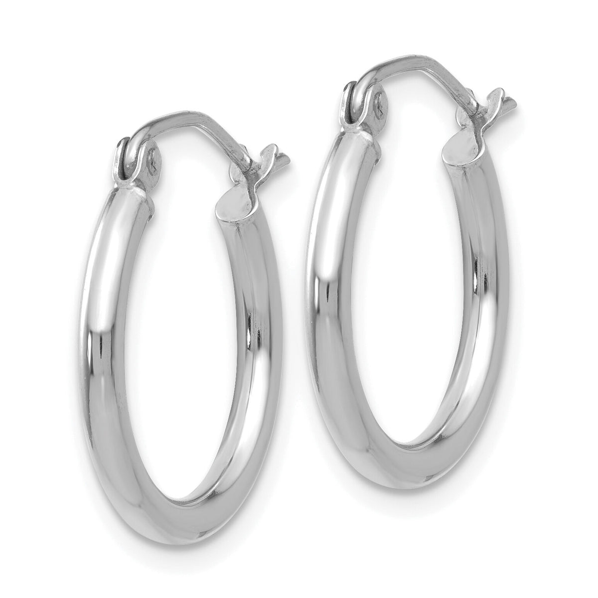 14k White Gold Polished 2x17.5mm Lightweight Tube Hoop Earrings-T1123L