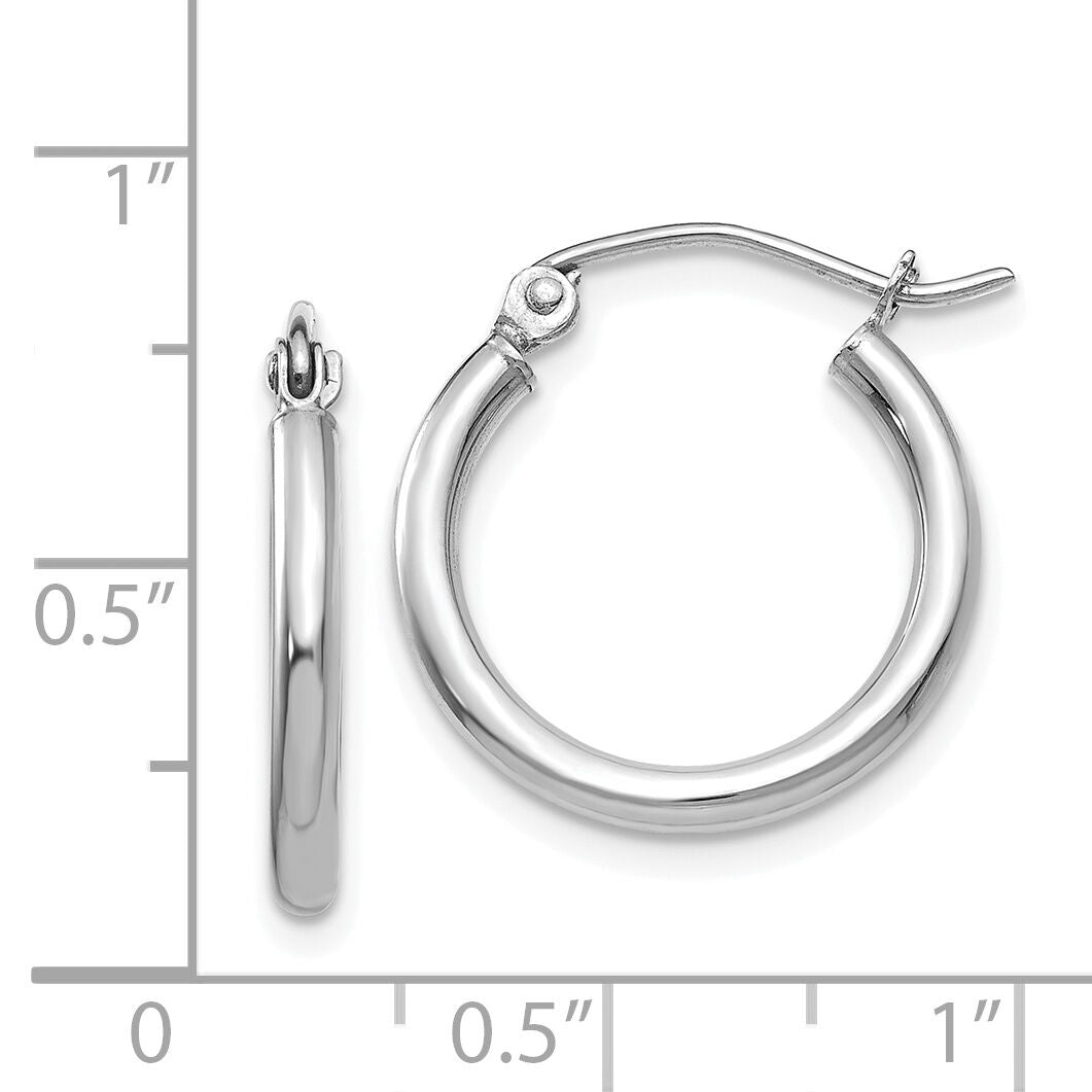 14k White Gold Polished 2x17.5mm Lightweight Tube Hoop Earrings-T1123L
