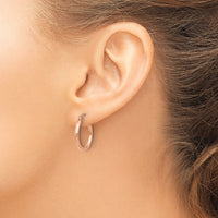 14K Rose Gold Polished 2x17.5mm Lightweight Tube Hoop Earrings-T1123R