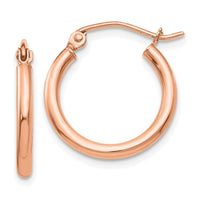 14K Rose Gold Polished 2x17.5mm Lightweight Tube Hoop Earrings-T1123R