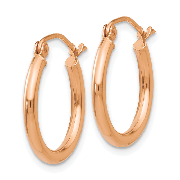 14k Polished 2x17.5mm Tube Hoop Earrings-T1124