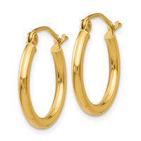 14k Polished 2x17.5mm Lightweight Tube Hoop Earrings-T1124L
