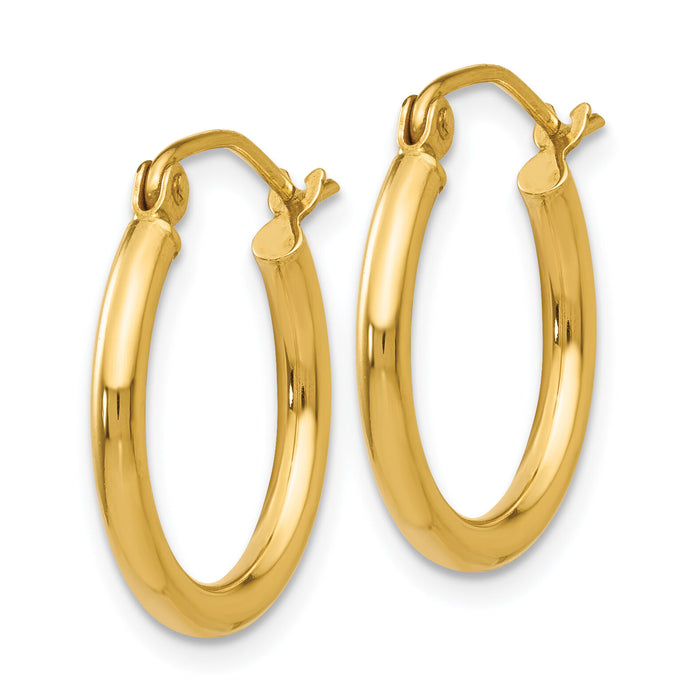 14k Polished 2x17.5mm Lightweight Tube Hoop Earrings-T1124L
