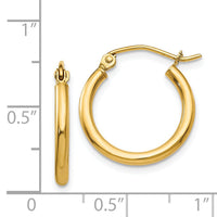 14k Polished 2x17.5mm Lightweight Tube Hoop Earrings-T1124L