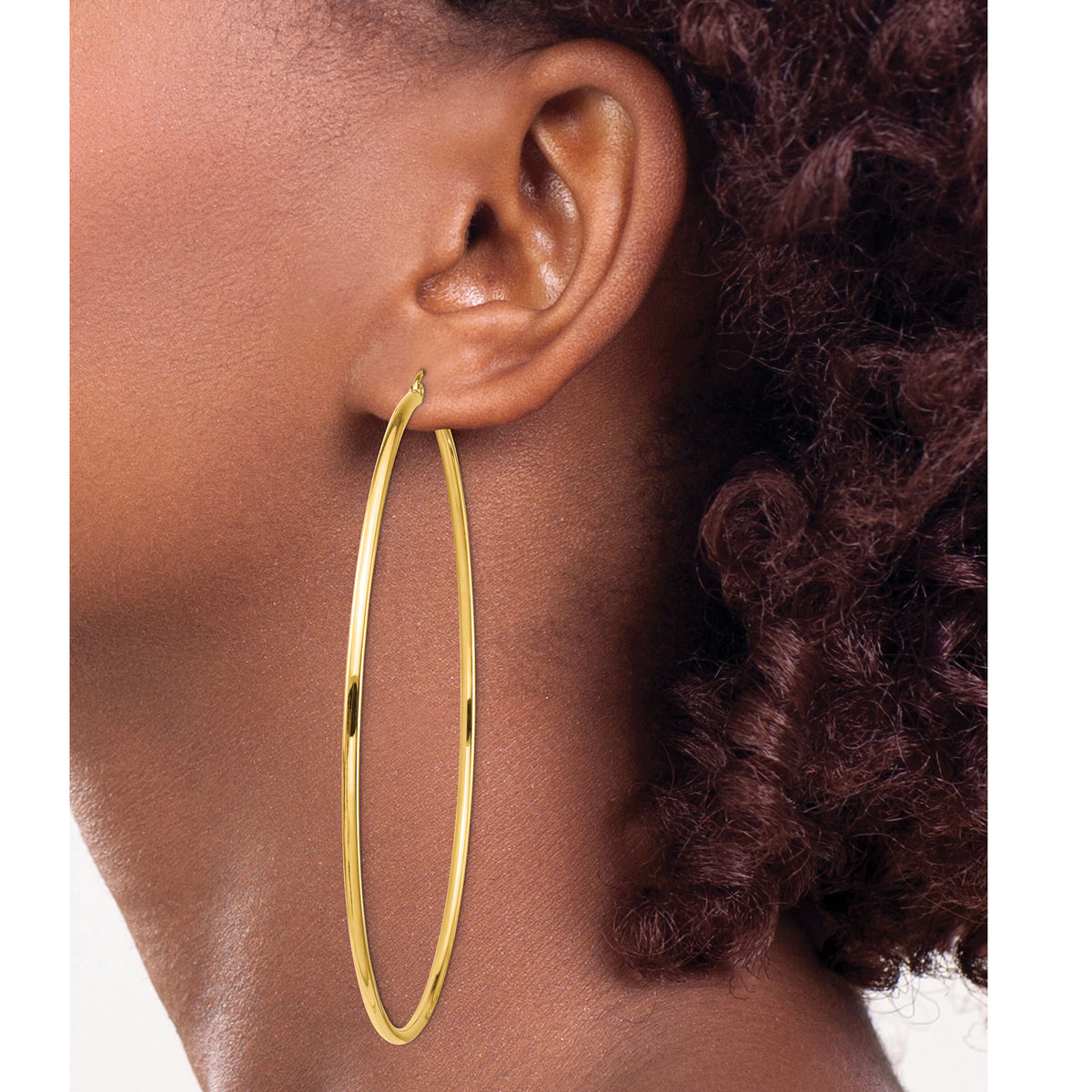 14k Polished 2x80mm Tube Hoop Earrings-T1157