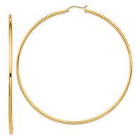 14k Polished 2x80mm Tube Hoop Earrings-T1157