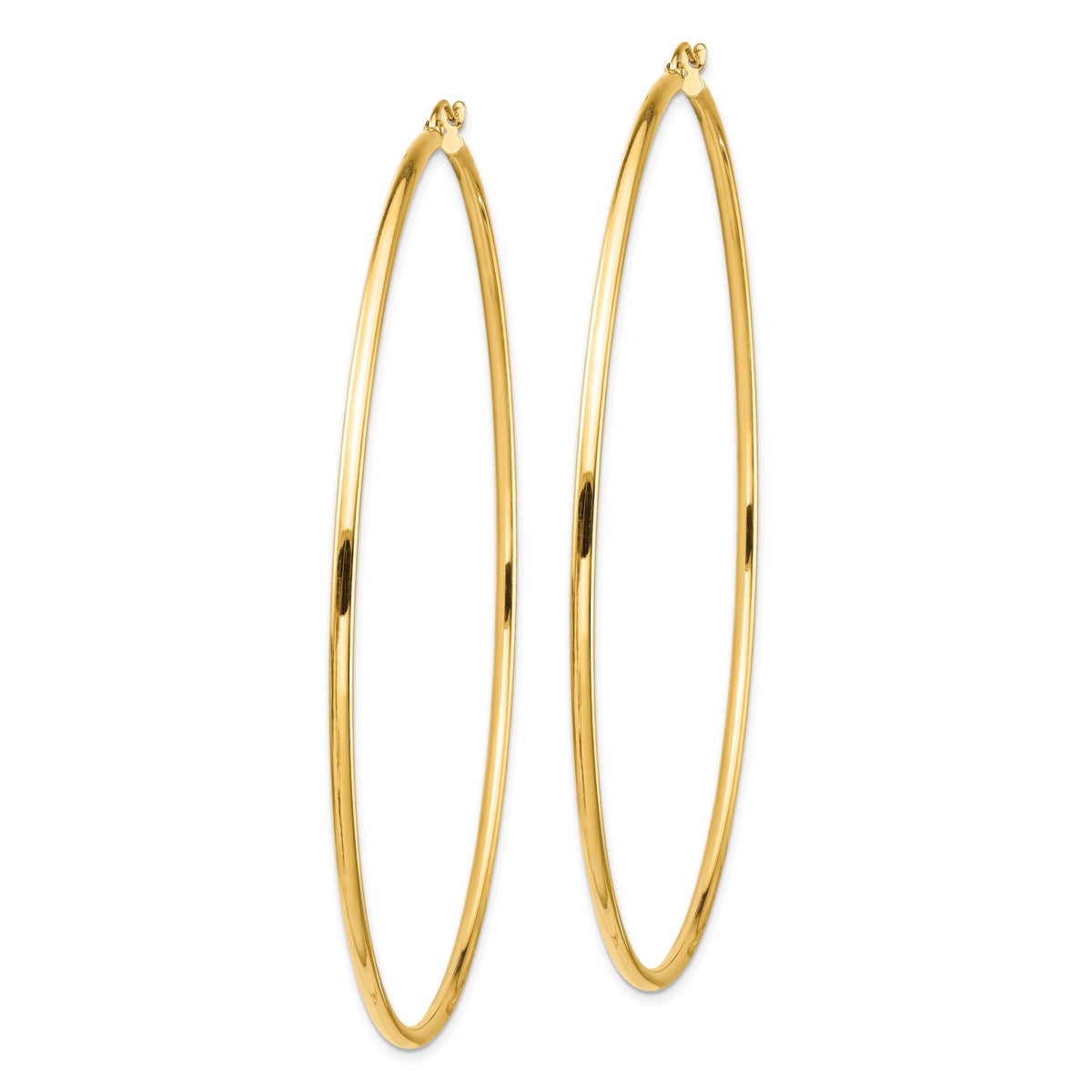 14k Polished 2x80mm Lightweight Tube Hoop Earrings-T1157L