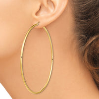 14k Polished 2x80mm Lightweight Tube Hoop Earrings-T1157L