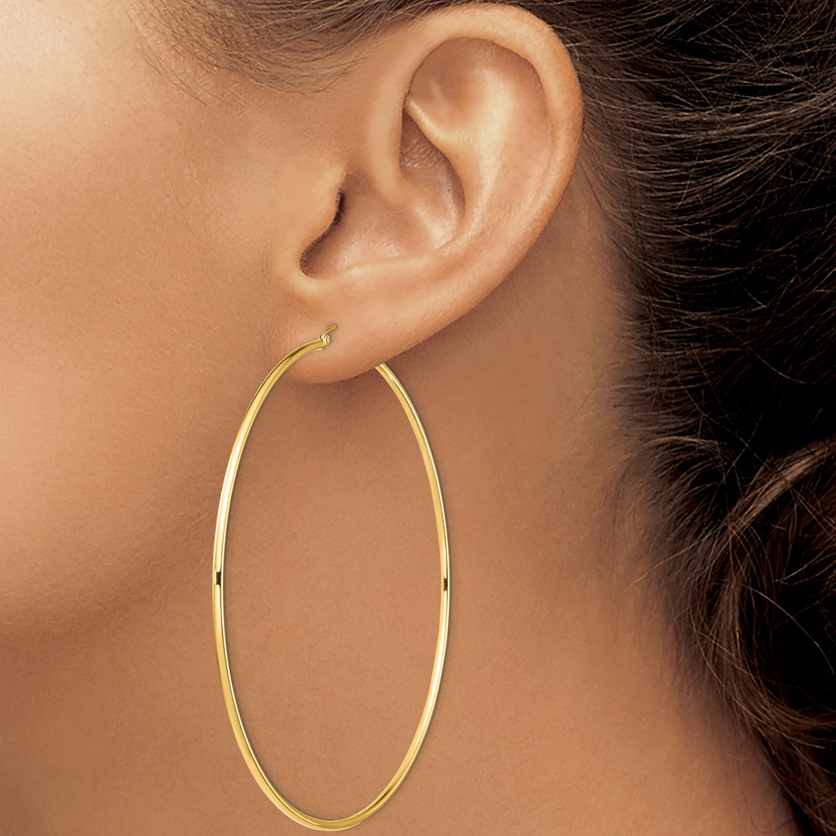 14k Polished 2x90mm Tube Hoop Earrings-T1158