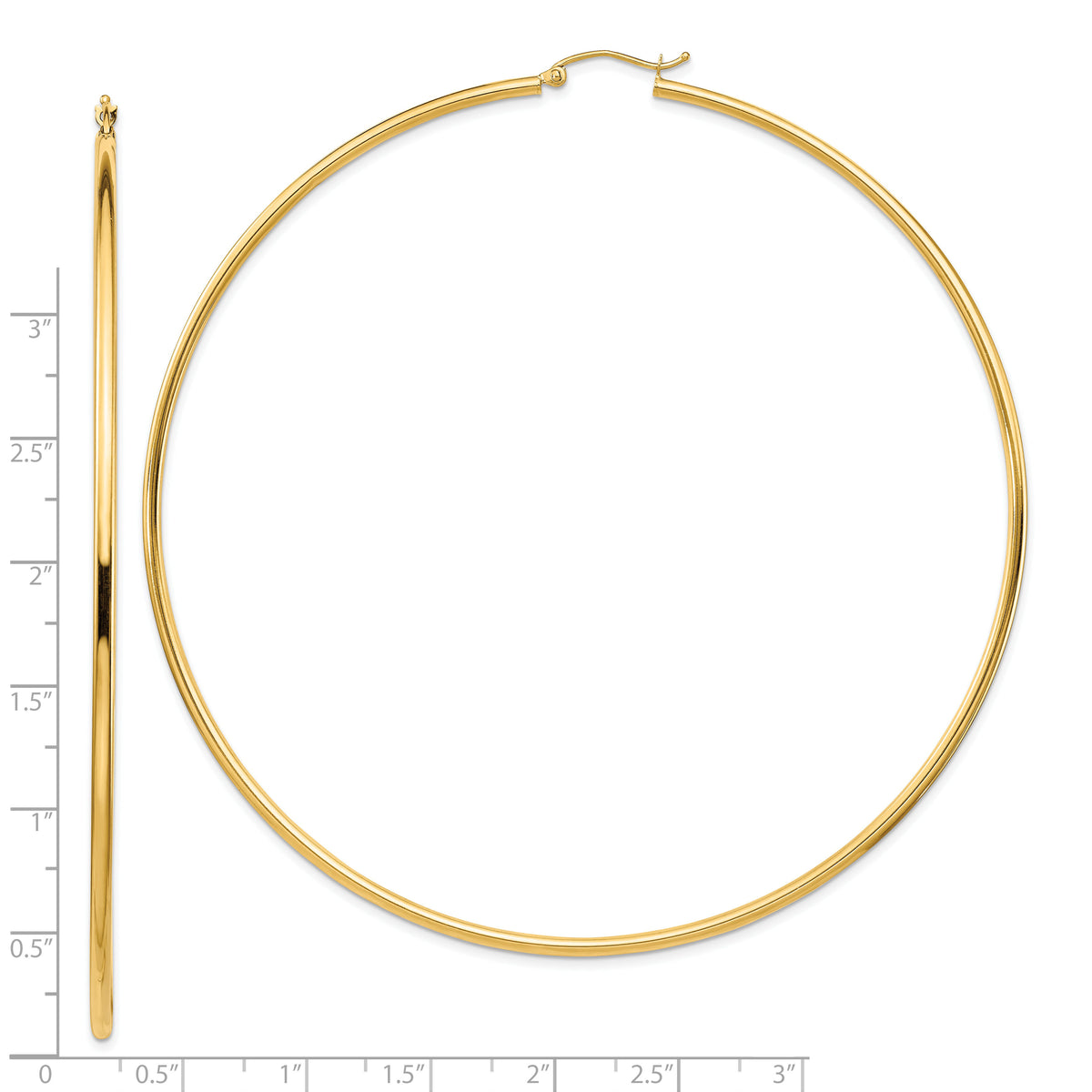 14k Polished 2x90mm Tube Hoop Earrings-T1158
