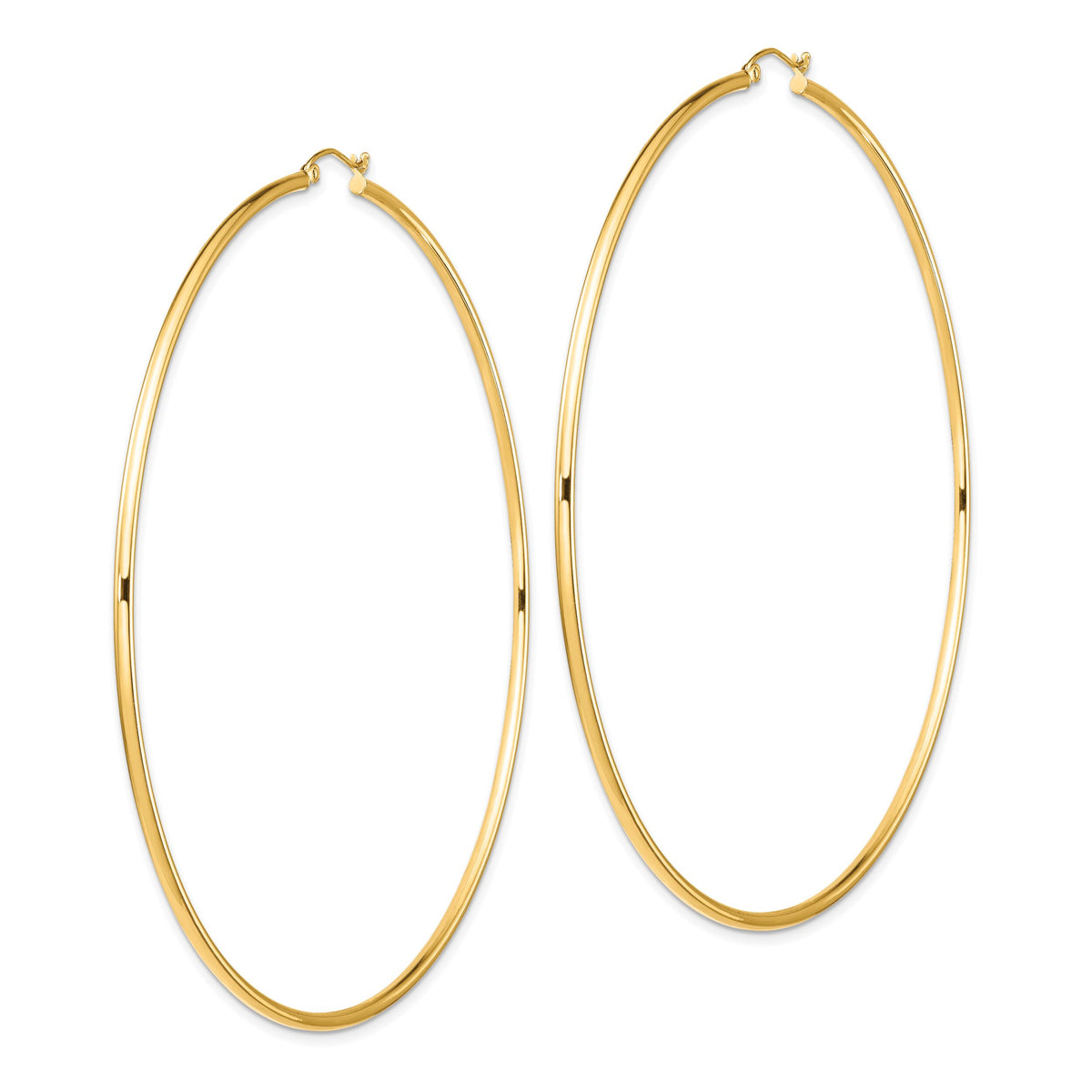 14k Polished 2x90mm Lightweight Tube Hoop Earrings-T1158L