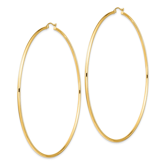 14k Polished 2x90mm Lightweight Tube Hoop Earrings-T1158L