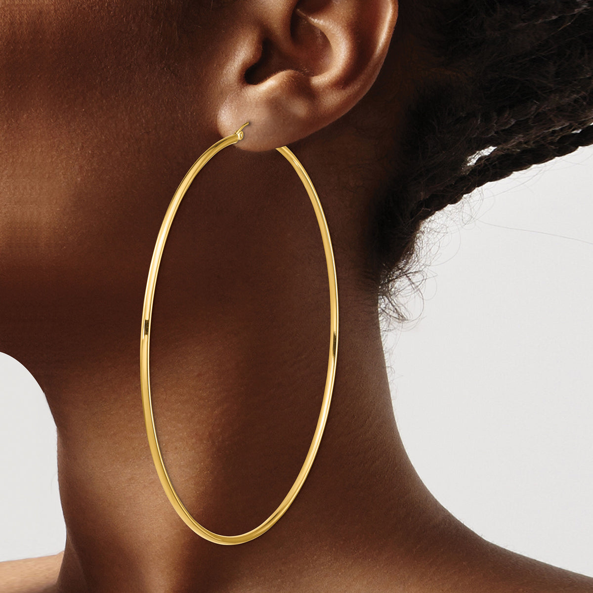 14k Polished 2x90mm Lightweight Tube Hoop Earrings-T1158L