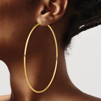14k Polished 2x90mm Lightweight Tube Hoop Earrings-T1158L
