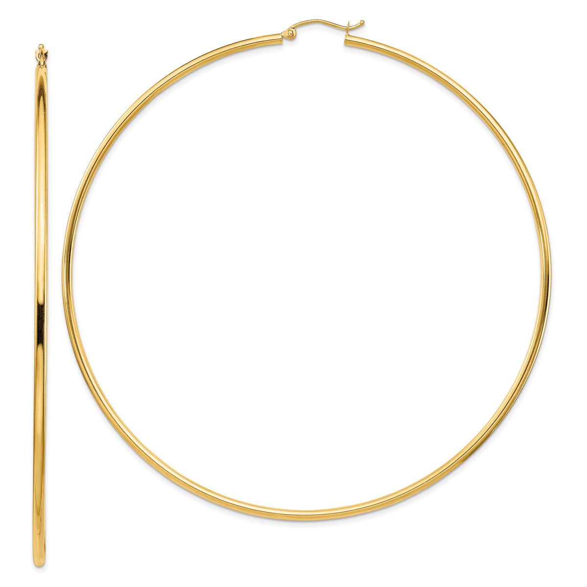 14k Polished 2x90mm Lightweight Tube Hoop Earrings-T1158L