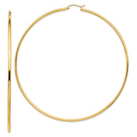 14k Polished 2x90mm Lightweight Tube Hoop Earrings-T1158L