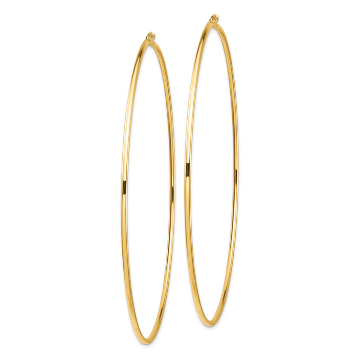 14k Polished 2x100mm Tube Hoop Earrings-T1159