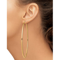 14k Polished 2x100mm Lightweight Tube Hoop Earrings-T1159L