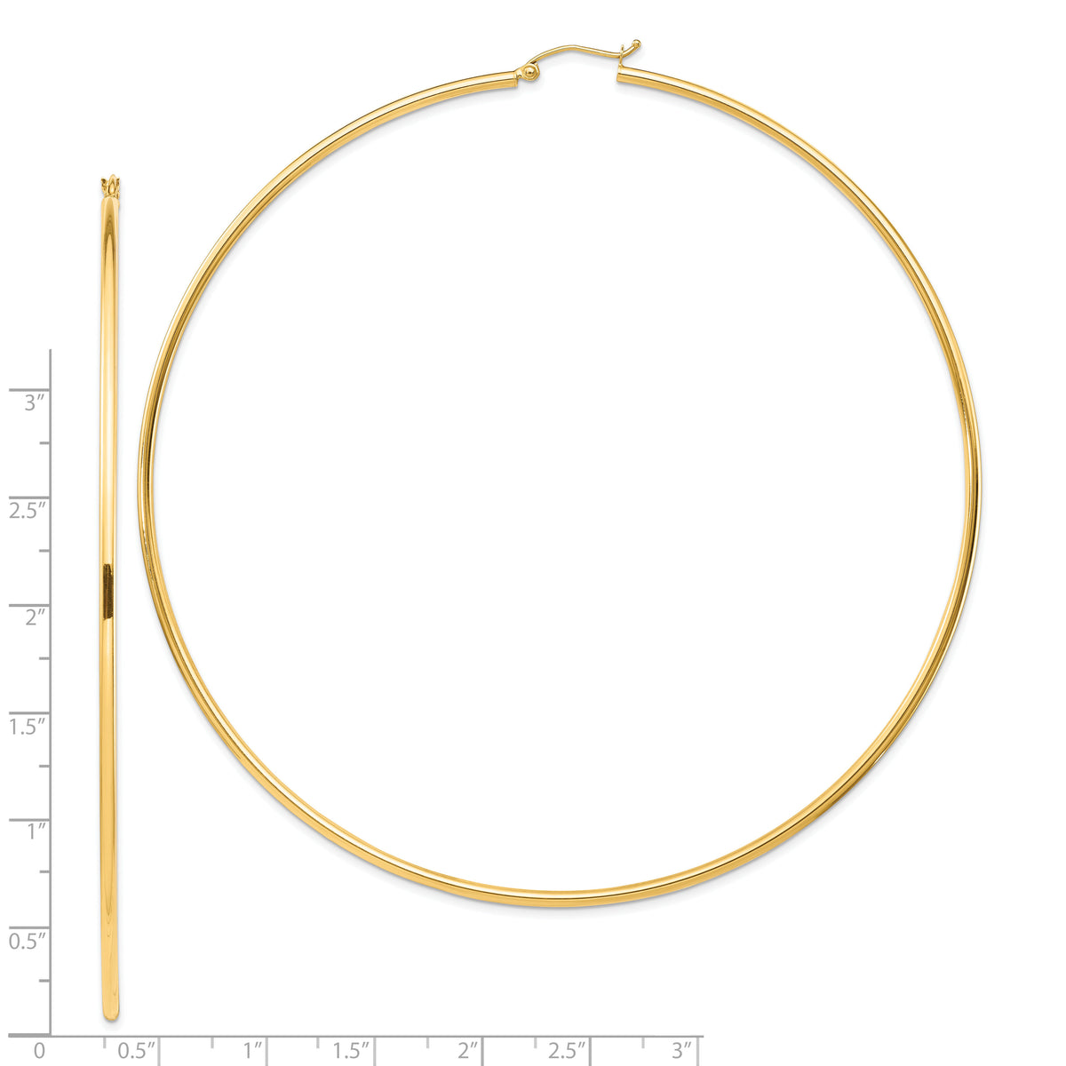 14k Polished 2x100mm Lightweight Tube Hoop Earrings-T1159L