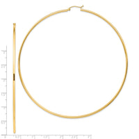 14k Polished 2x100mm Lightweight Tube Hoop Earrings-T1159L