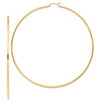 14k Polished 2x100mm Lightweight Tube Hoop Earrings-T1159L