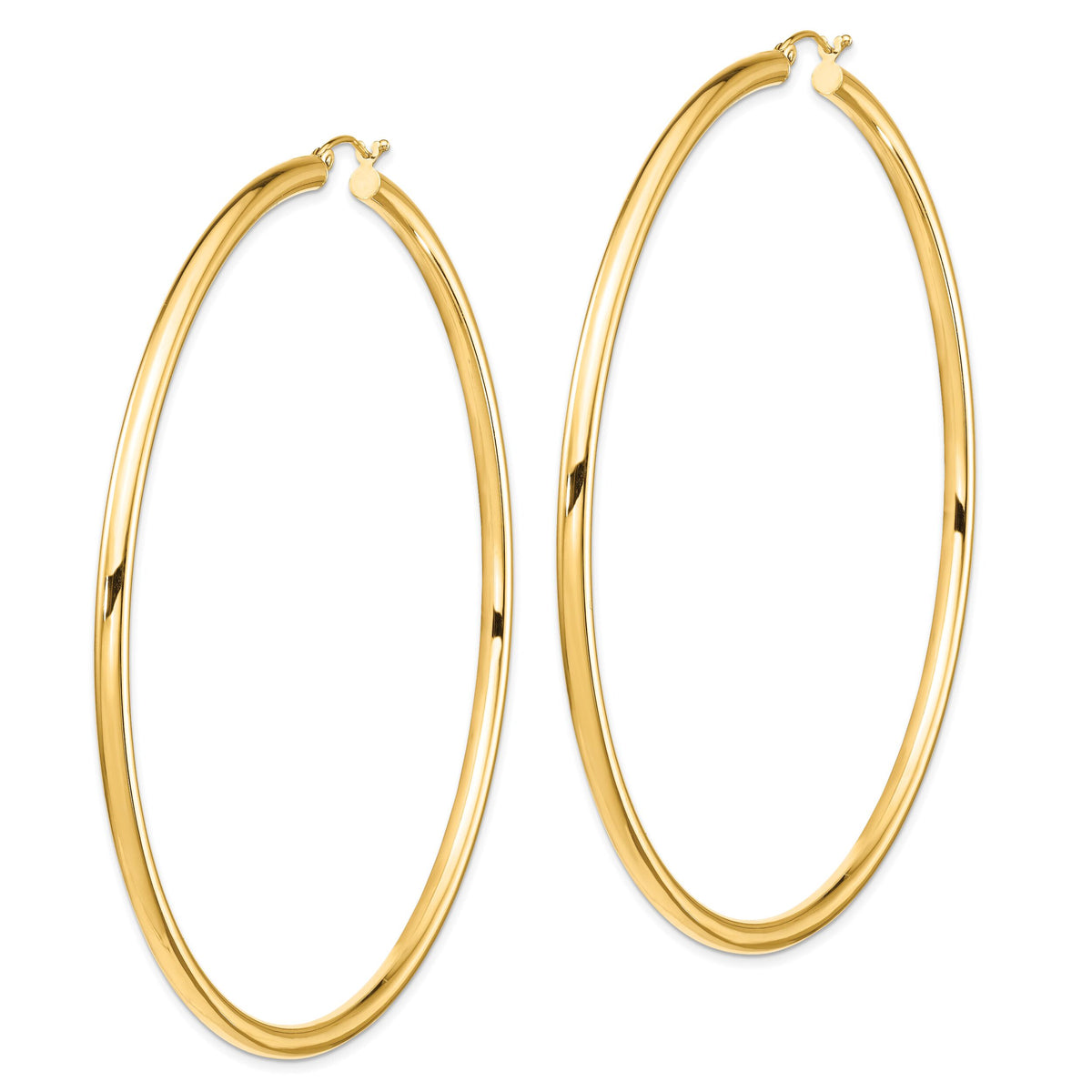 14k Polished 3x80mm Tube Hoop Earrings-T1160