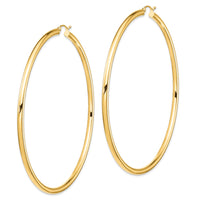 14k Polished 3x80mm Tube Hoop Earrings-T1160