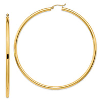 14k Polished 3x80mm Tube Hoop Earrings-T1160