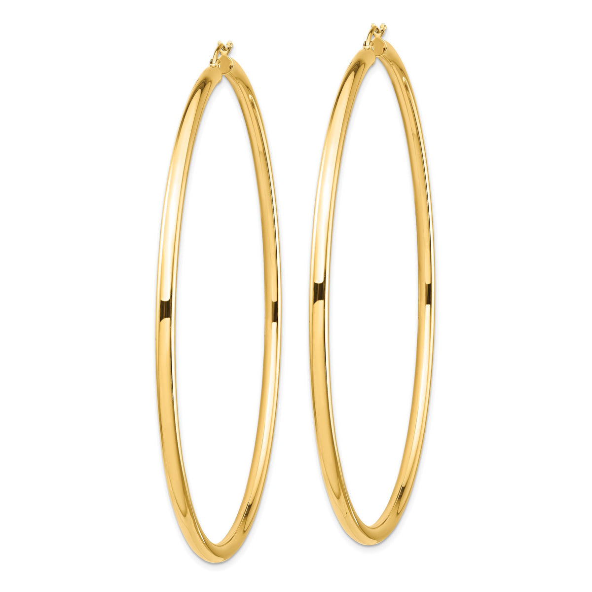 14k Polished 3x80mm Lightweight Tube Hoop Earrings-T1160L