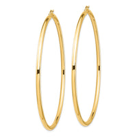 14k Polished 3x80mm Lightweight Tube Hoop Earrings-T1160L