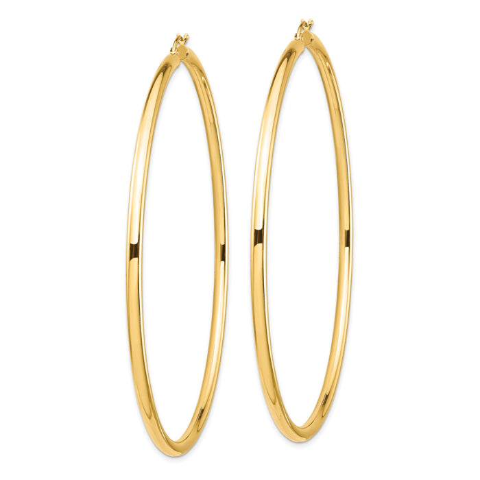 14k Polished 3x80mm Lightweight Tube Hoop Earrings-T1160L