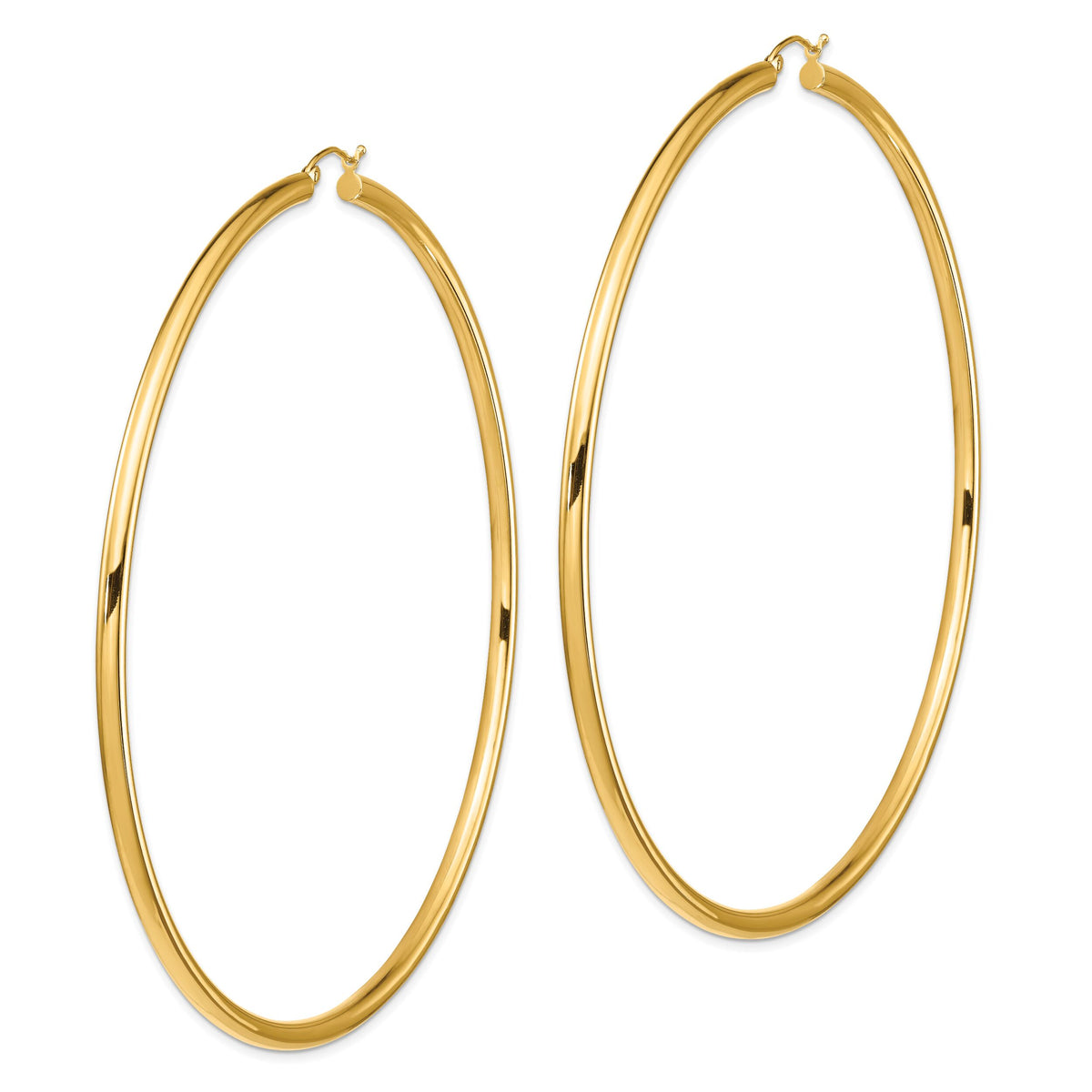 14k Polished 3x90mm Tube Hoop Earrings-T1161