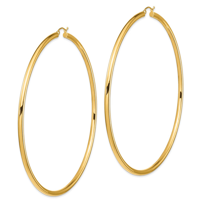 14k Polished 3x90mm Tube Hoop Earrings-T1161