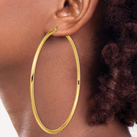 14k Polished 3x90mm Tube Hoop Earrings-T1161